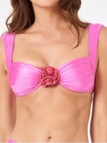 L*Space Nwt Stella Rosette Bikini Top Large Pink Rose Trim Detail Red